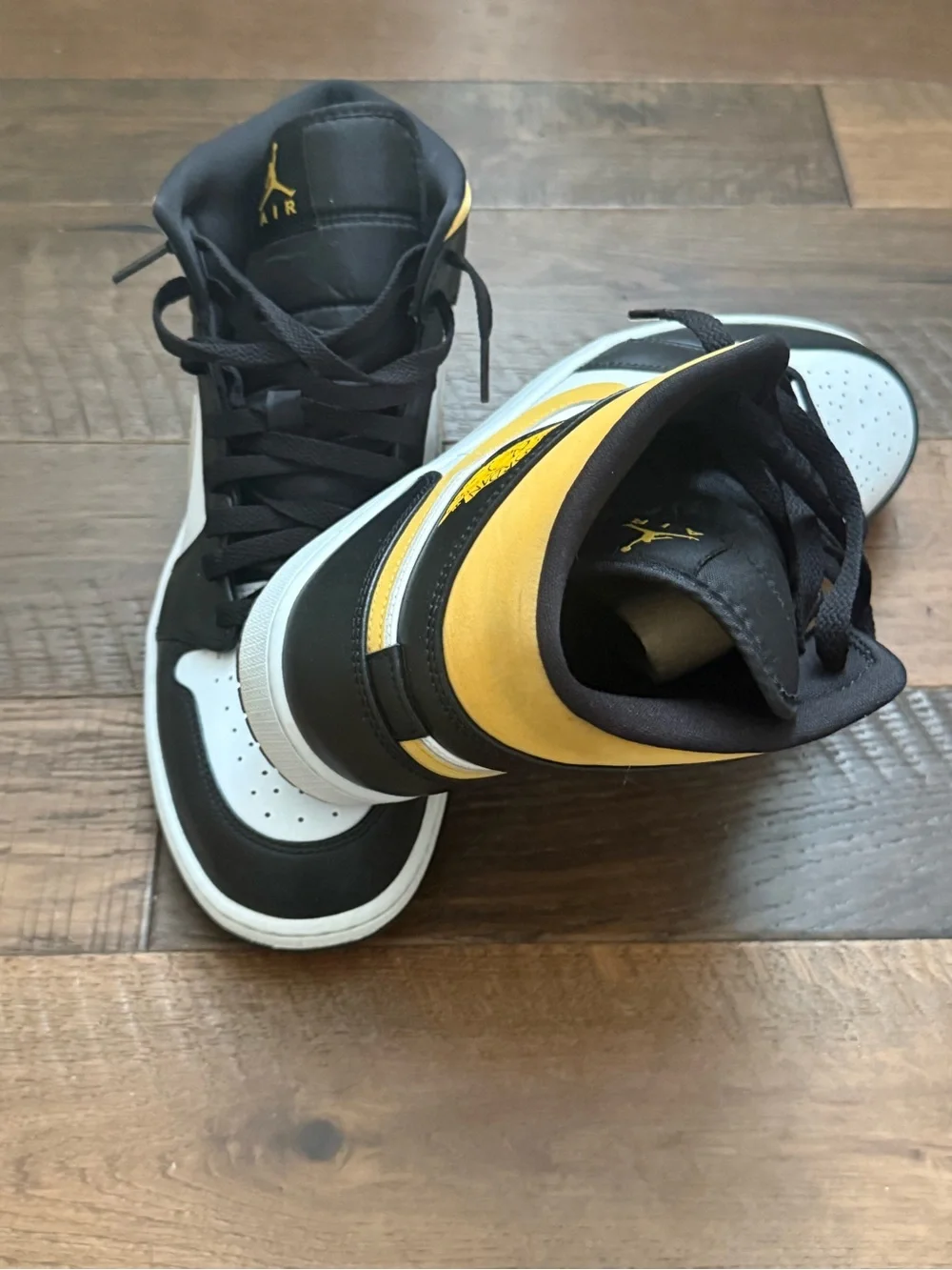 Jordan Black White with Gold Jumpman High-Top Sneakers